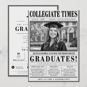 Invitación de Graduación de Periódico Personalizad