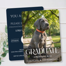 Invitación de graduación de perro Foto de mascota 