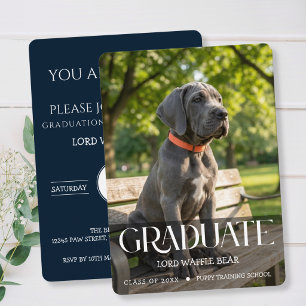 Invitación de graduación de perro Foto de mascota 