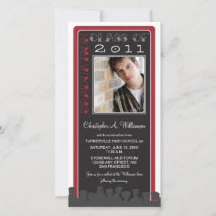 Invitación de graduación de Personalizado rojo ret