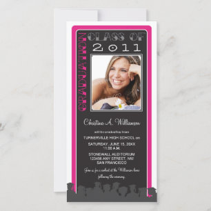 Invitación de graduación de Personalizado rosa ret
