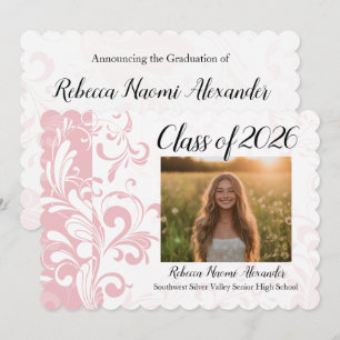 Invitación De Graduación De Pink Swirl Photo 2018