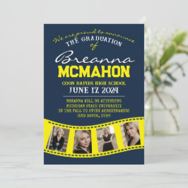 Invitación de graduación de pista de películas ama