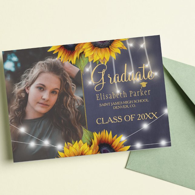 Invitación de graduación de pizarra de girasol dor (Subido por el creador)