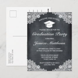 Invitación de graduación de pizarra y encaje blanc