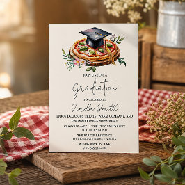 Invitación de graduación de pizza floral elegante