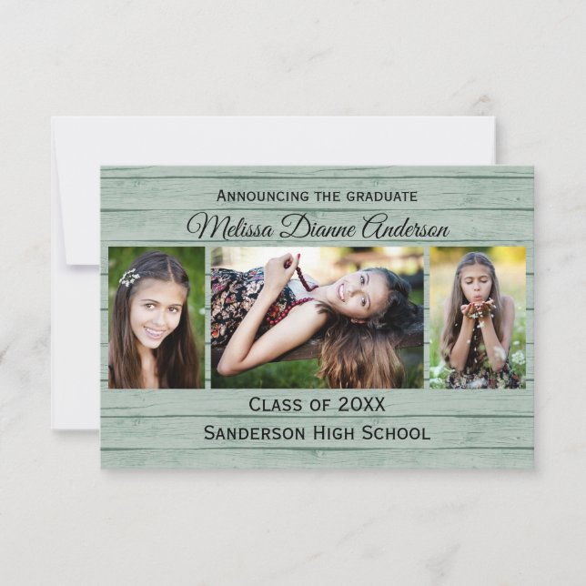 Invitación de Graduación de Placas de Madera de fo (Anverso)
