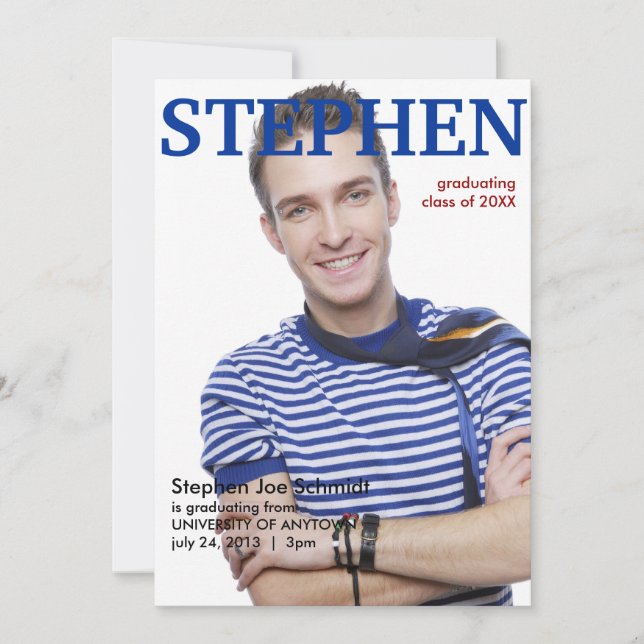 Invitación de graduación de portada de revista (Anverso)