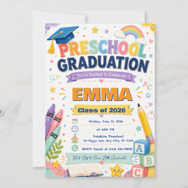 Invitación de Graduación de Preescolar | Clase de  (Anverso)