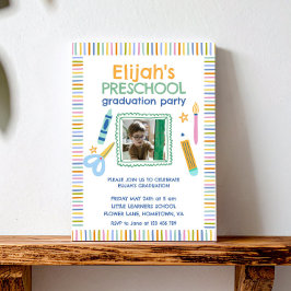 Invitación de graduación de preescolar colorida
