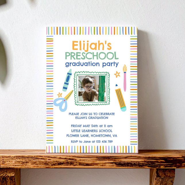 Invitación de graduación de preescolar colorida (Subido por el creador)