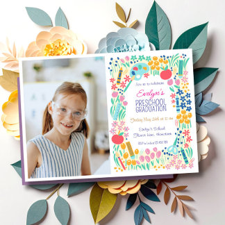 Invitación de Graduación de Preescolar con Foto Fl