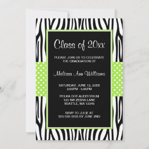 Invitación de graduación de punto de polka verde c