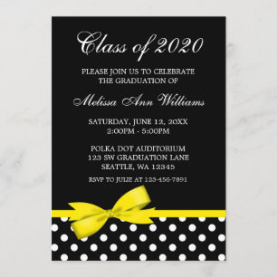 Invitación de graduación de puntos de polka de col