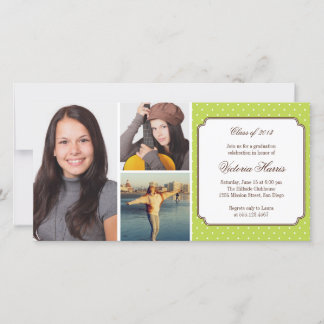 Invitación de graduación de puntos verde preppy po