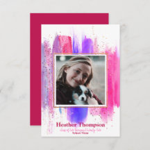 Invitación de graduación de Purpurina rosa y morad