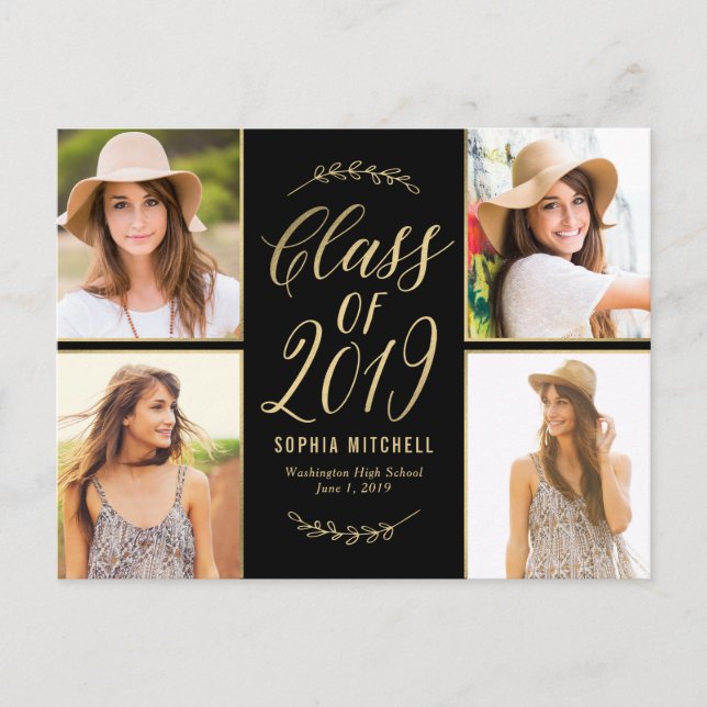 Invitación de graduación de ramas radiantes (Anverso)