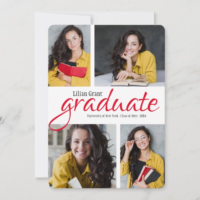 Invitación de graduación de Rectángulo de cuatro f (Anverso)
