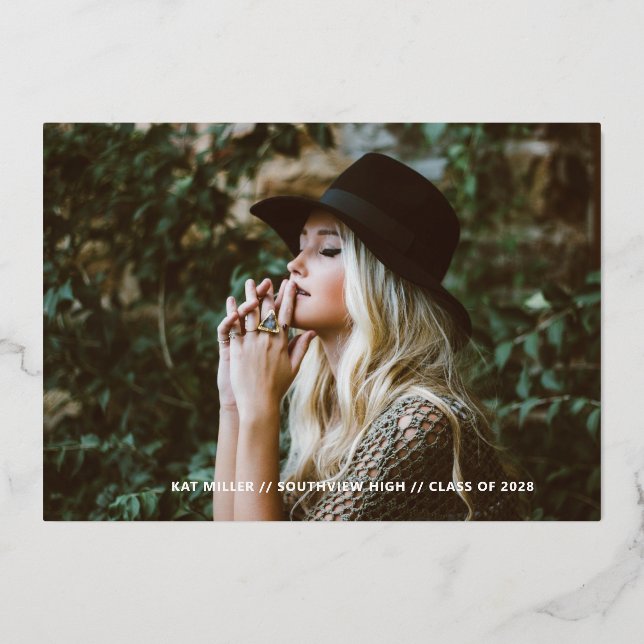 Invitación de graduación de Relieve metalizado a l (Anverso)