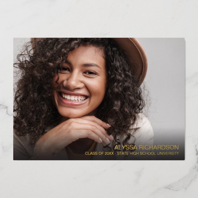 Invitación de graduación de Relieve metalizado de  (Anverso)