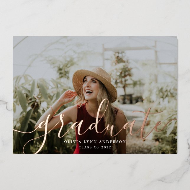 Invitación de graduación de Relieve metalizado de  (Anverso)