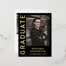 Invitación de graduación de Relieve metalizado dor