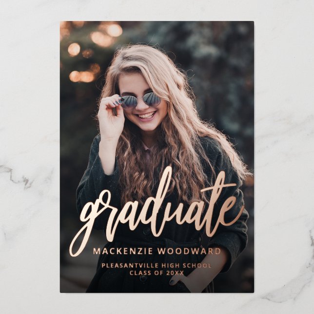 Invitación de graduación de Relieve metalizado dor (Anverso)