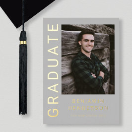 Invitación de graduación de Relieve metalizado dor