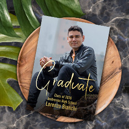 Invitación de graduación de Relieve metalizado dor