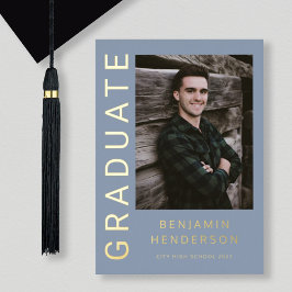 Invitación de graduación de Relieve metalizado dor