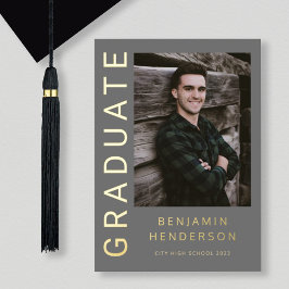 Invitación de graduación de Relieve metalizado dor