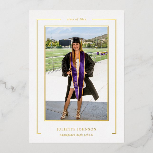 Invitación de graduación de Relieve metalizado fot (Anverso)