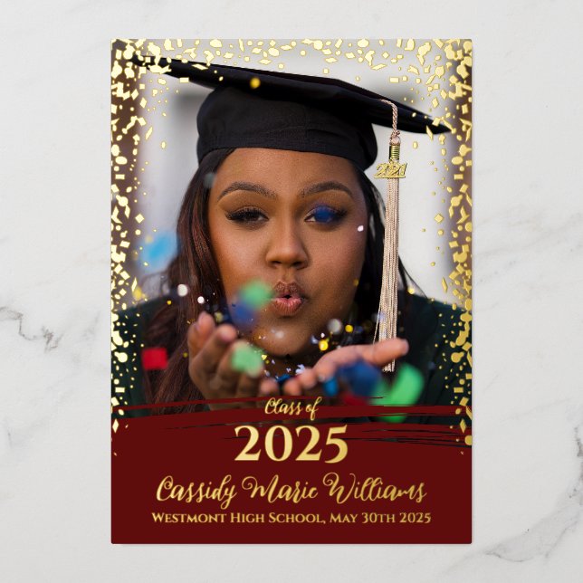 Invitación de graduación de Relieve metalizado Mar (Anverso)