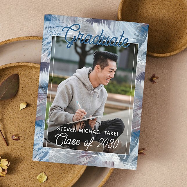 Invitación de graduación de resumen de gris azul o (Subido por el creador)