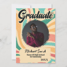 Invitación de graduación de Retro Groovy Photo 202