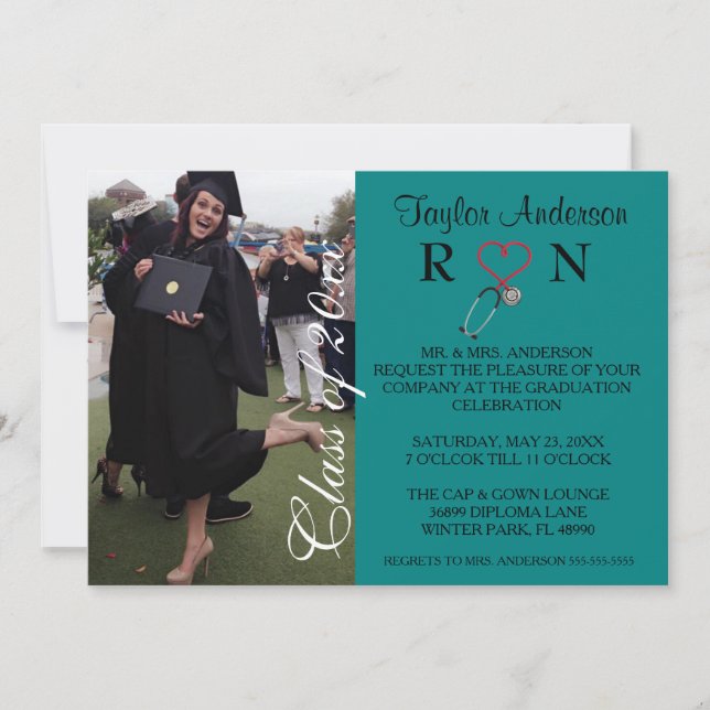 Invitación de graduación de RN Medical de moda (Anverso)