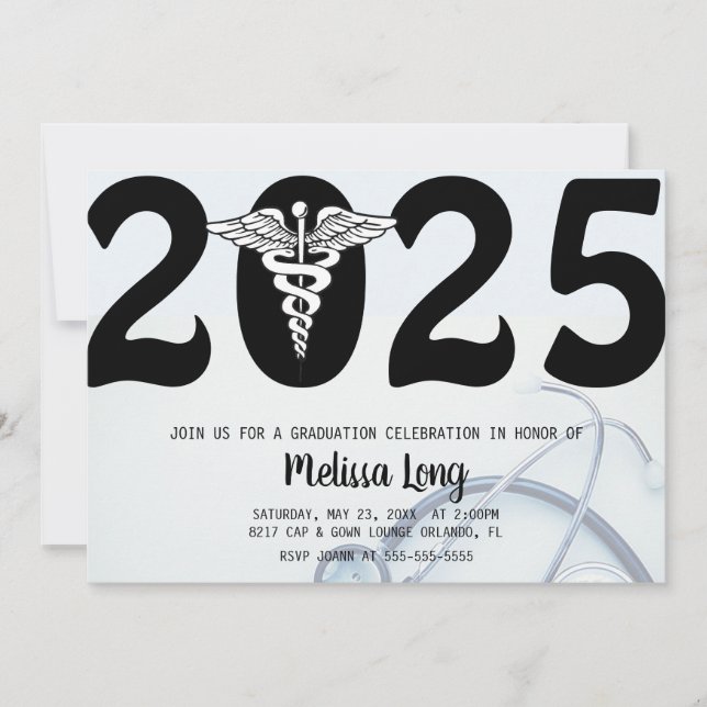 Invitación de graduación de RN Medical de moda (Anverso)