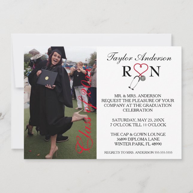 Invitación de graduación de RN Medical de moda (Anverso)