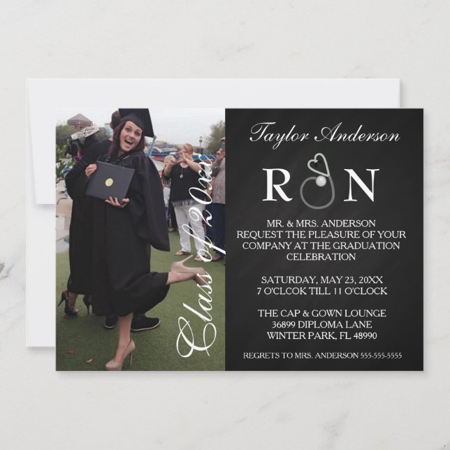 Invitación de graduación de RN Medical de moda (Anverso)