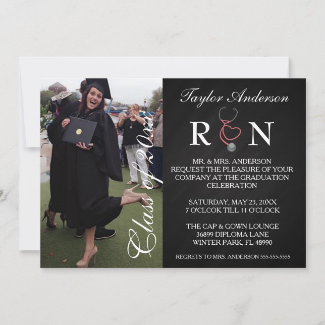 Invitación de graduación de RN Medical de moda (Anverso)
