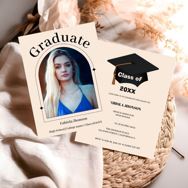 Invitación de graduación de Rosa chica simple (Subido por el creador)