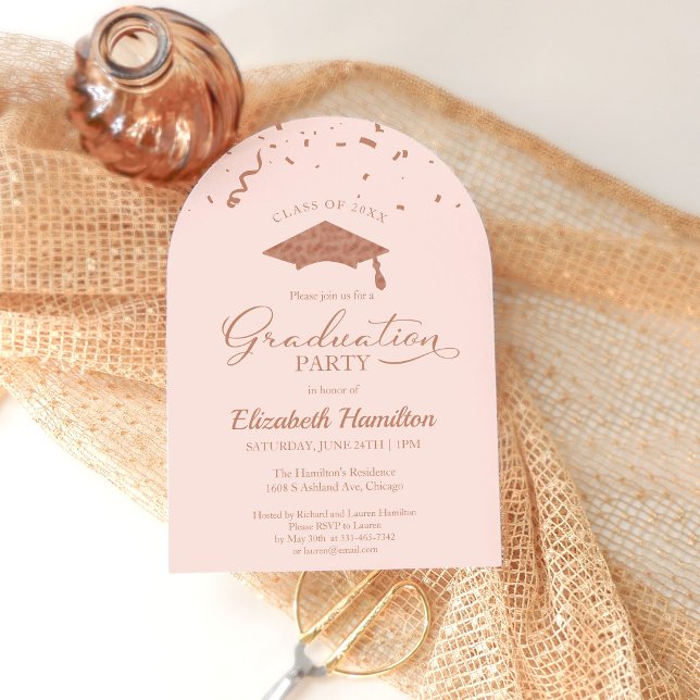 Invitación de Graduación de Rosa de Oro Confeti Cl (Subido por el creador)