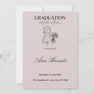 Invitación de graduación de rosa suave moderna