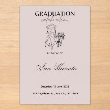 Invitación de graduación de rosa suave moderna