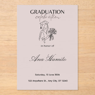 Invitación de graduación de rosa suave moderna