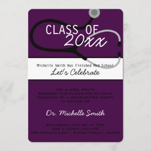 Invitación de graduación de Stethoscope Médica méd