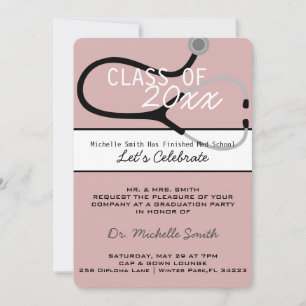 Invitación de graduación de Stethoscope Médica méd
