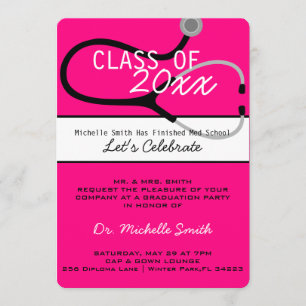 Invitación de graduación de Stethoscope Médica méd