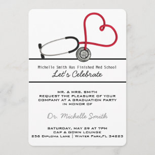 Invitación de graduación de Stethoscope Médica méd