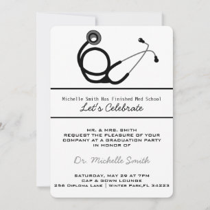 Invitación de graduación de Stethoscope Médica méd